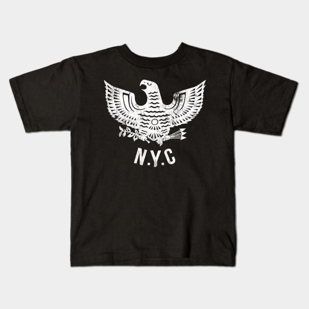 Eagle NYC - white (distressed) Kids T-Shirt by Joada